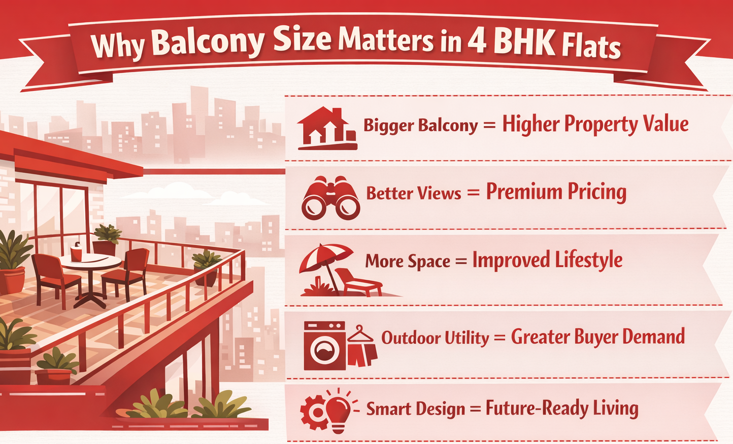 4 BHK Flats with Balcony