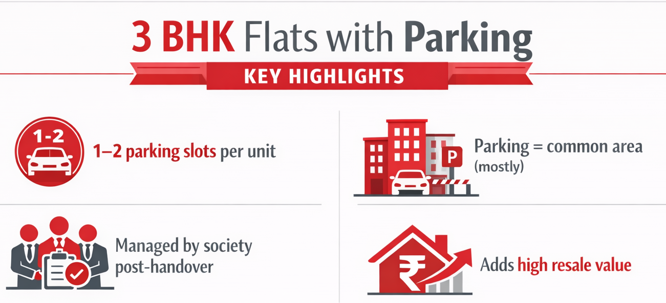 3 BHK Flats with Parking